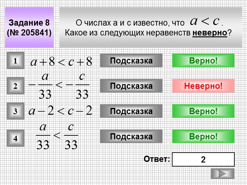 О числах a и с известно, что       